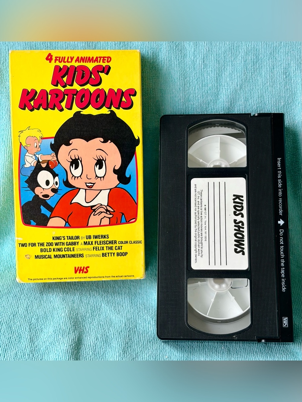Vintage 1987 "Kids' Kartoons" VHS Tape with Betty Boop and Felix the Cat